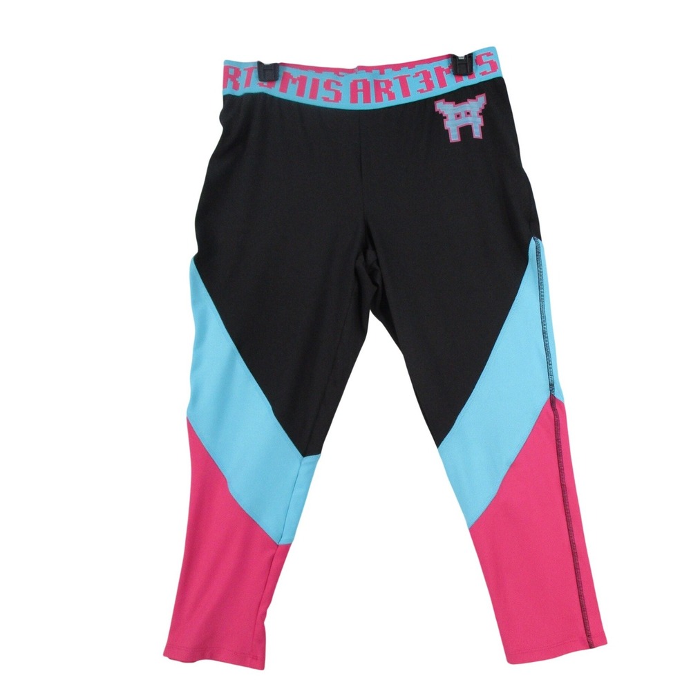 Ready Player One Artemis Leggings Womens Large Black Pink Teal Colorblock Crop